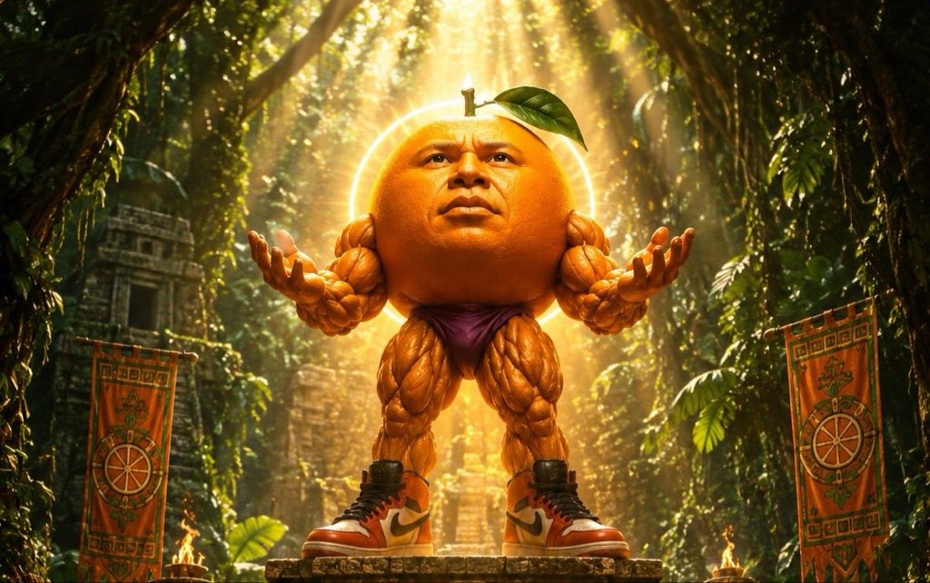 Ascended Udin glowing in a jungle temple with a halo of light