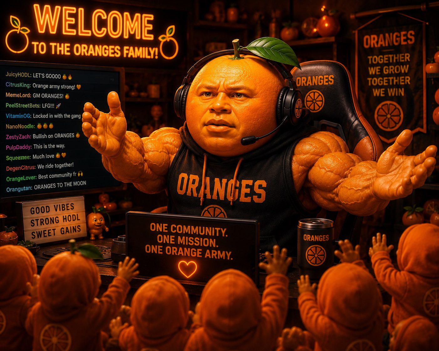 Streamer Udin welcoming the orange family with a wall of hype chat
