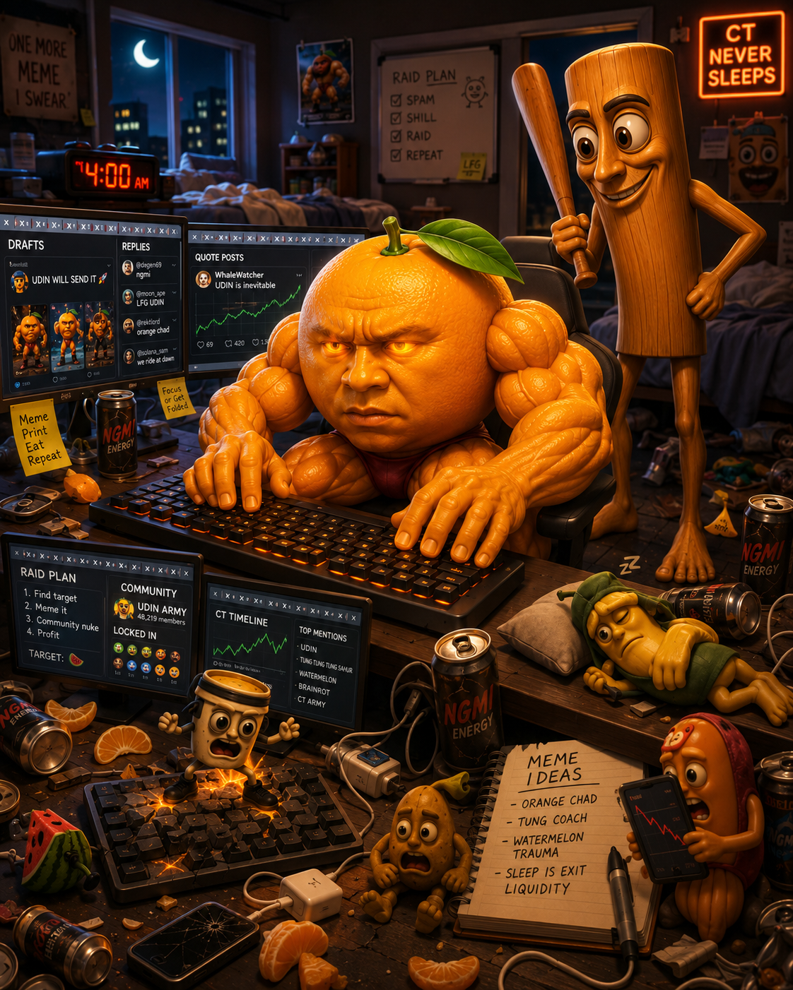 Udin grinding at 4am in the CT meme war room