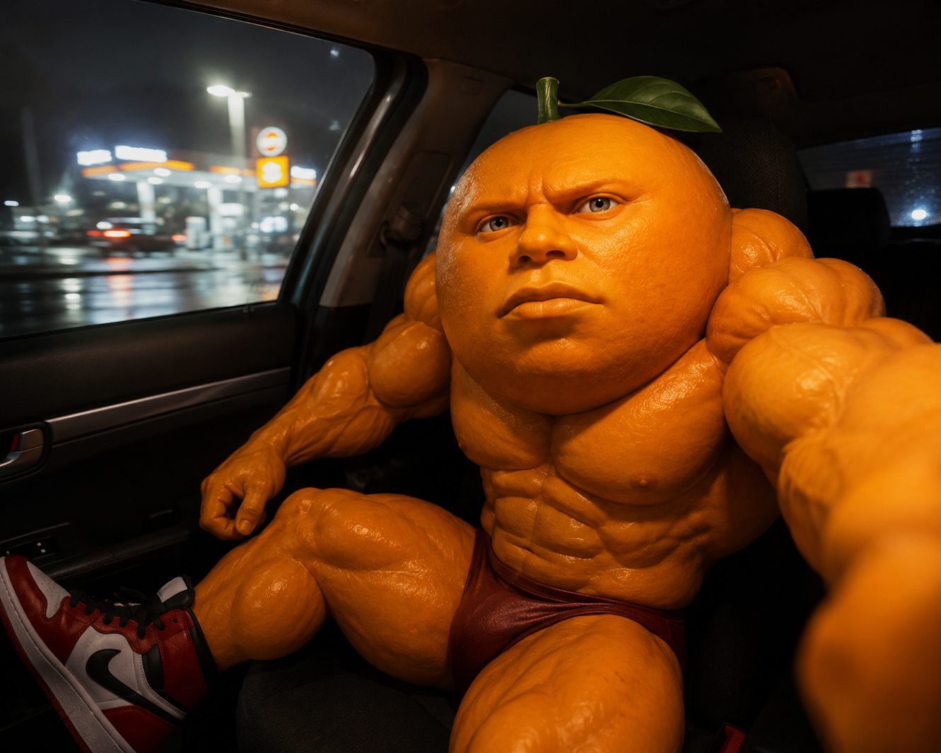Udin posted in the backseat on a late-night city mission